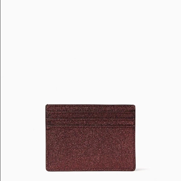 ♠️Kate Spade Shimmy Glitter Cardholder Card Holder Case Wallet Deep Nova Red NWT - Picture 3 of 7